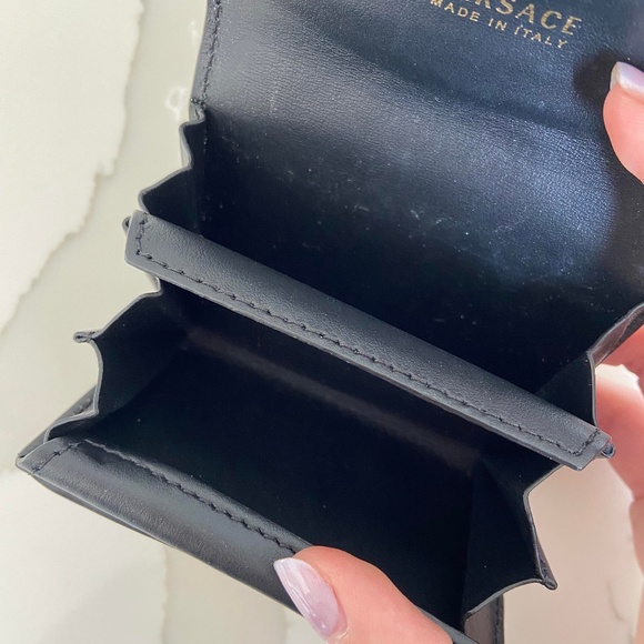 VERSACE black leather virtue mini wallet / coin purse | with original tags - Picture 5 of 9